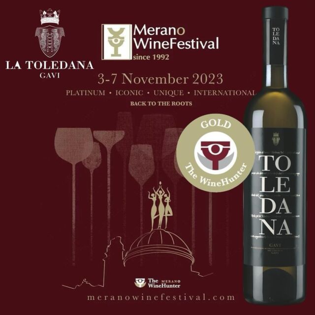 La Toledana sarà presente alla 32° Edizione del Merano Wine Festival a Merano dal 4 al 6 Novembre 2023 presso la KURHAUS Room al Tavolo N. 43B per presentarle e degustare insieme i vini premiati da "The Wine Hunter" delle nostre Aziende Agricole.
Sarà presente i premiato con la Medaglia d'Oro: La Toledana Gavi del Comune di Gavi 2022 vincitore del TRE BICCHIERI del Gambero Rosso 2024.